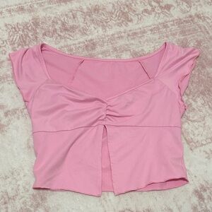 Pink Ruched Front Women's Crop Top